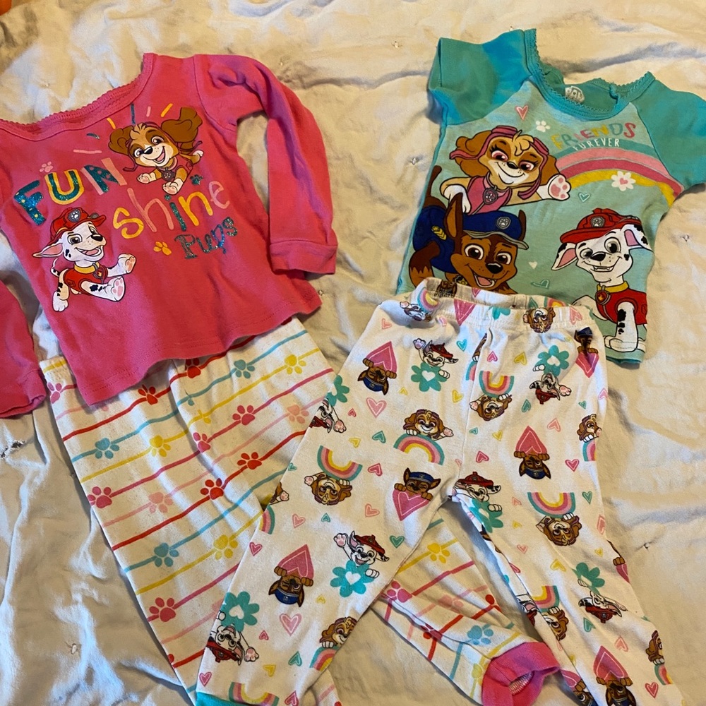 2 sets of Paw Patrol toddler girl pajamas 2T